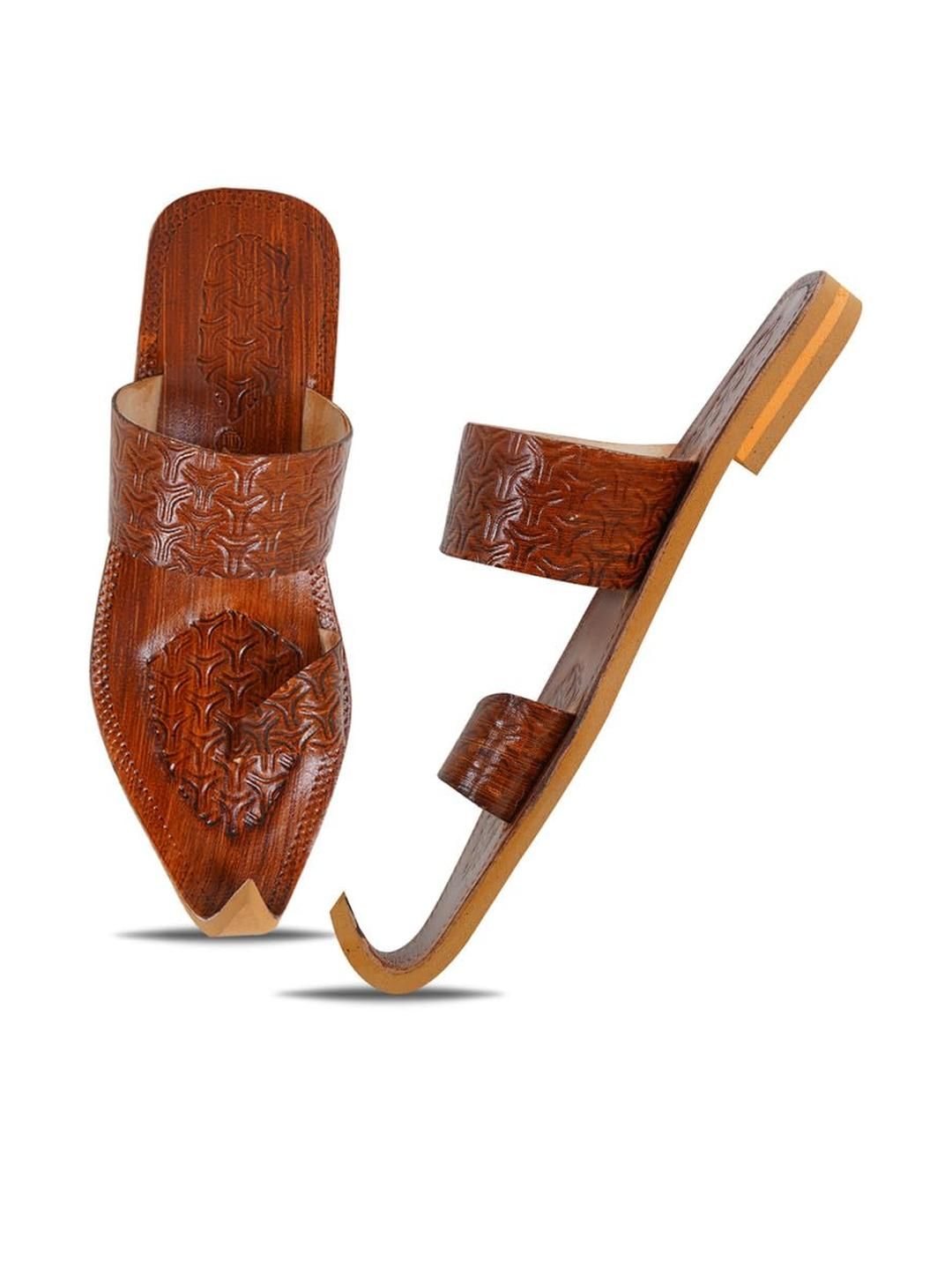 DFR Men Brown Synthetic Leather Comfort Sandals-image-37