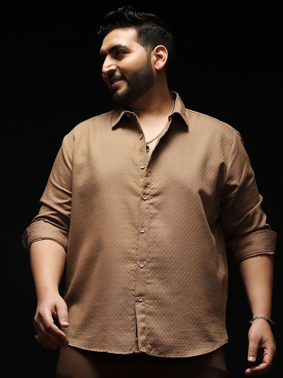 Instafab Plus Men Plus Size Comfort Fit Textured Spread Collar Cotton Casual Shirt-picture-38