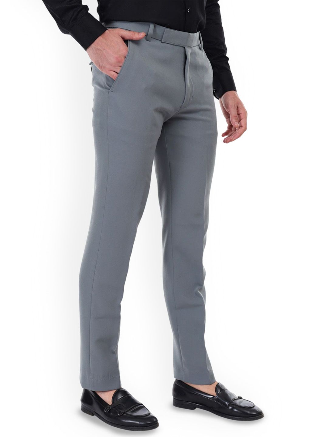 THE TURQUOISE TURTLE Men Slim Fit Formal Trousers-picture-41