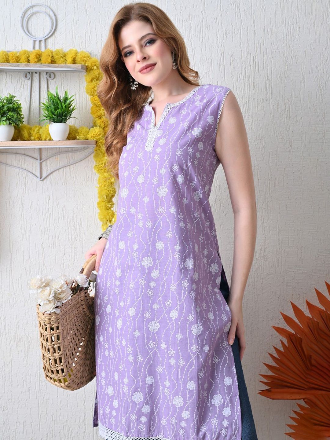 BKApparels Women Floral Printed Thread Work Straight Kurta-picture-12