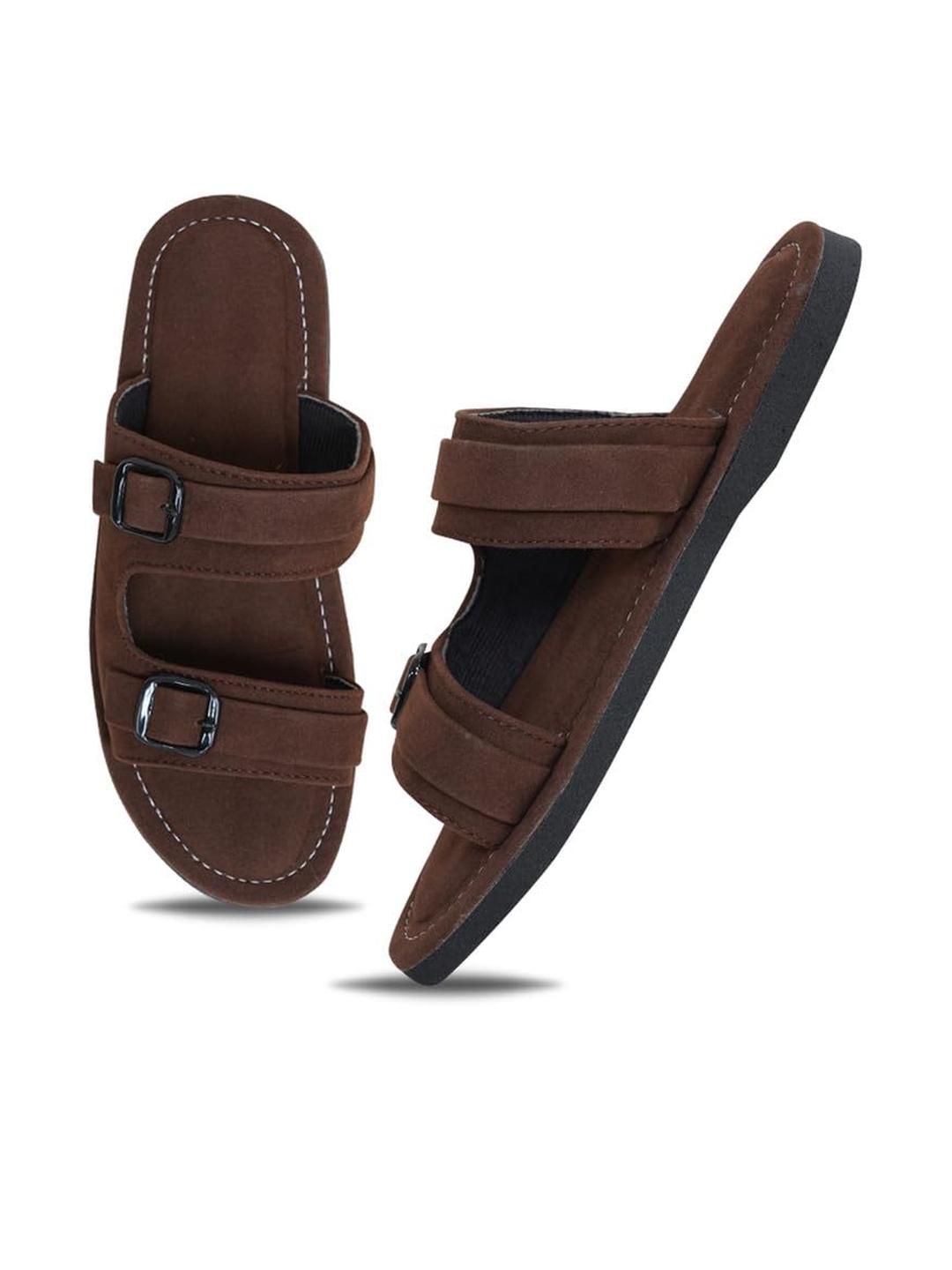 DFR Men Brown Fabric Comfort Sandals-image-49