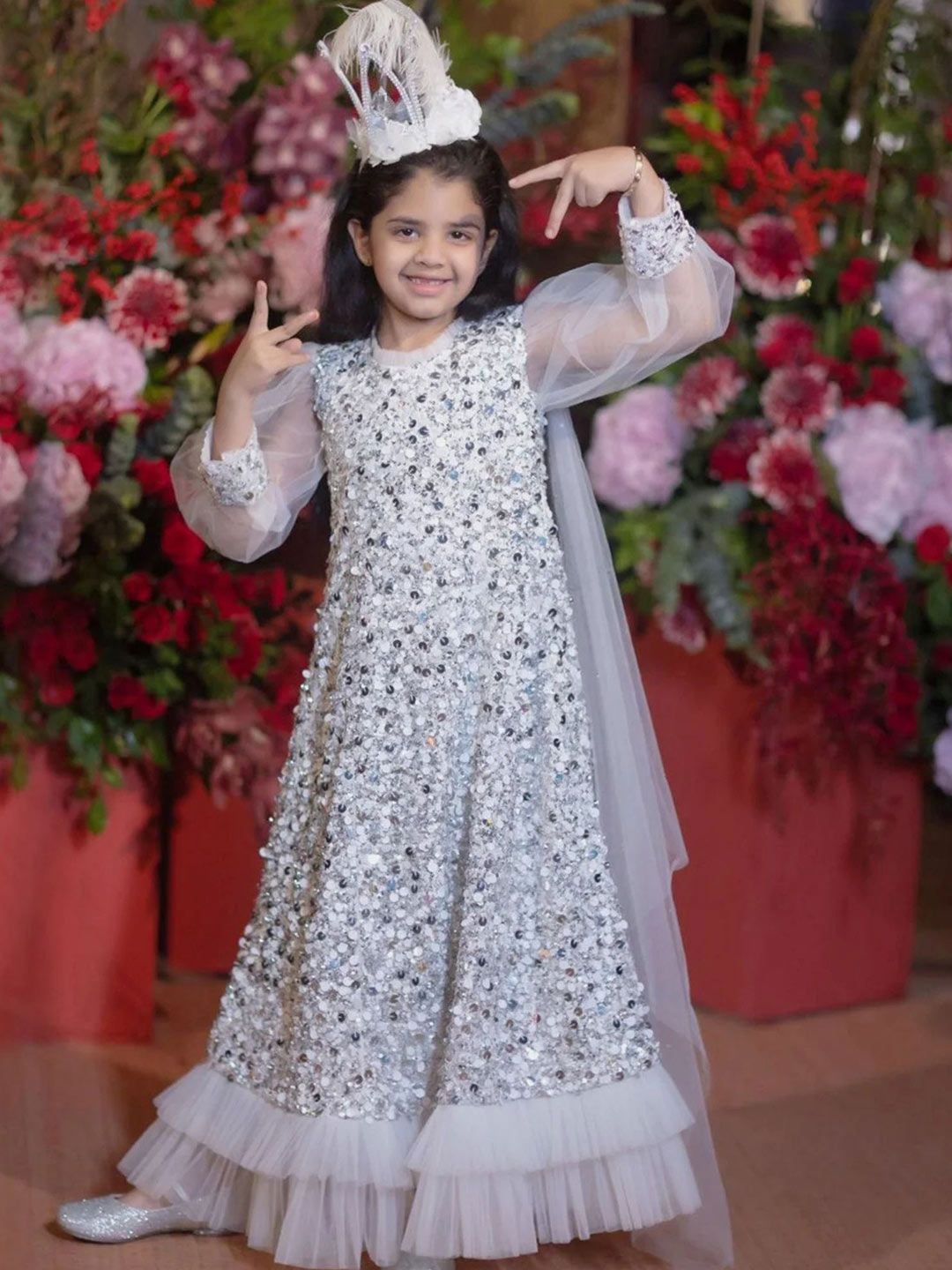 Alyaansh Couture Girls Embellished Sequined Gown Maxi Dress-image-40