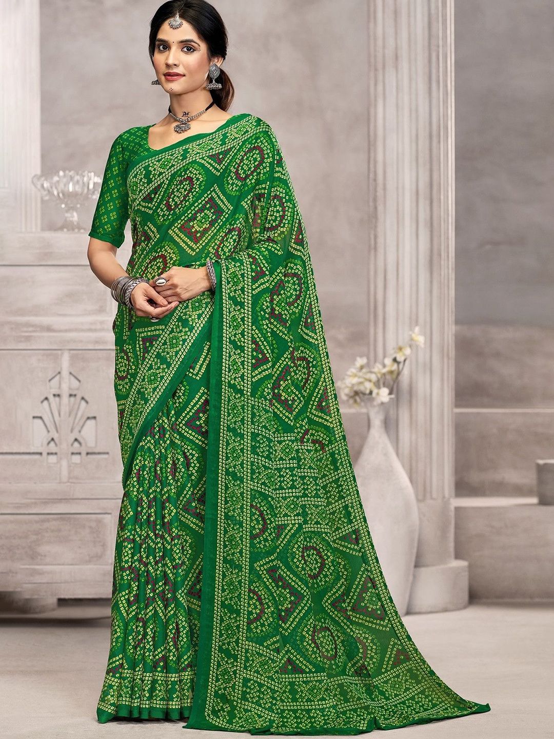 DURGA EMPORIO Bandhani Pure Chiffon Saree-picture-36