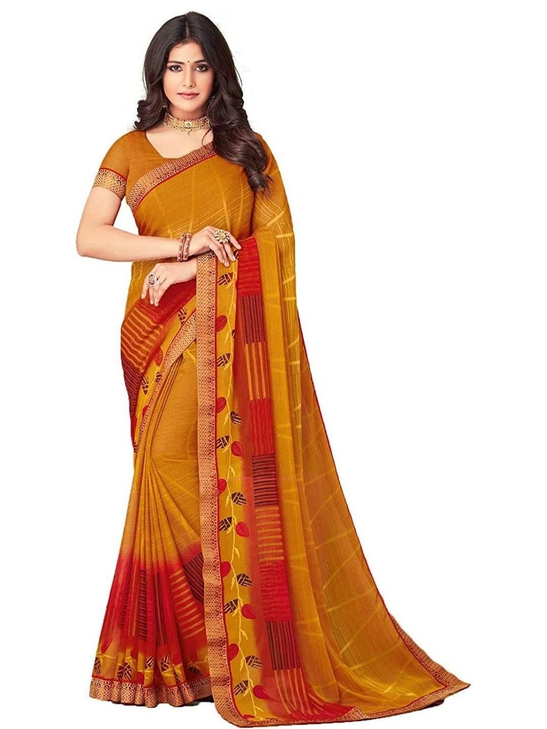 DURGA EMPORIO Abstract Printed Zari Pure Chiffon Saree-picture-38