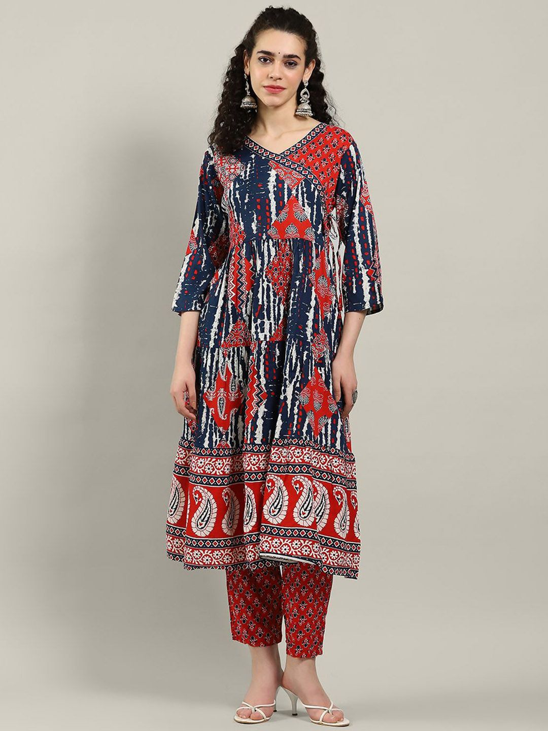 Meena Bazaar Women Paisley Printed A-Line Kurta with Trousers