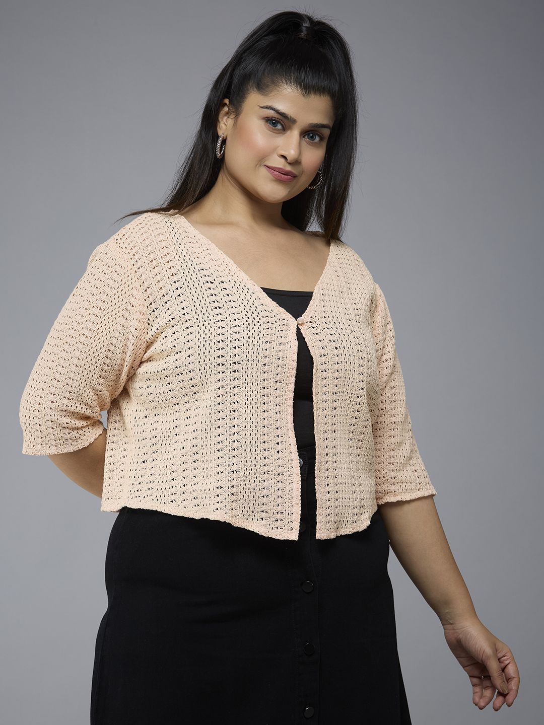 Style Quotient Cotton Button Shrug-picture-10