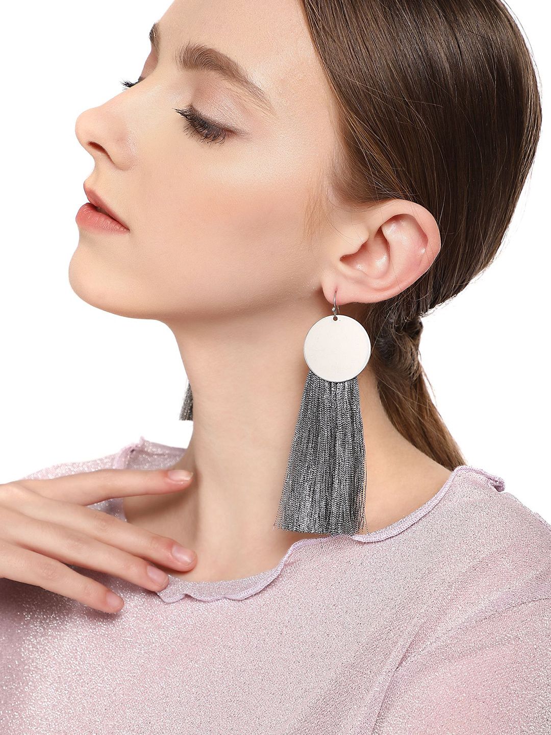 LULU & SKY Contemporary Tasselled Square Circular Drop Earrings-picture-40