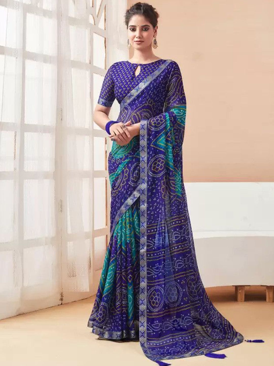 DURGA EMPORIO Bandhani Printed Pure Chiffon Bandhani Saree-picture-14