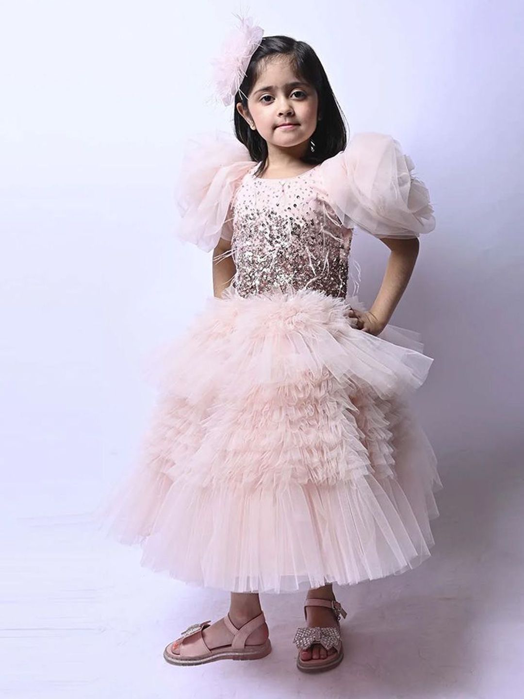 Alyaansh Couture Girls Embellished Net Fit & Flare Midi Dress-picture-40