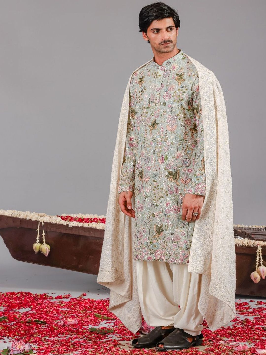 KALPRAAG Men Ethnic Motifs Printed Kurta with Patiala & Dupatta-image-17