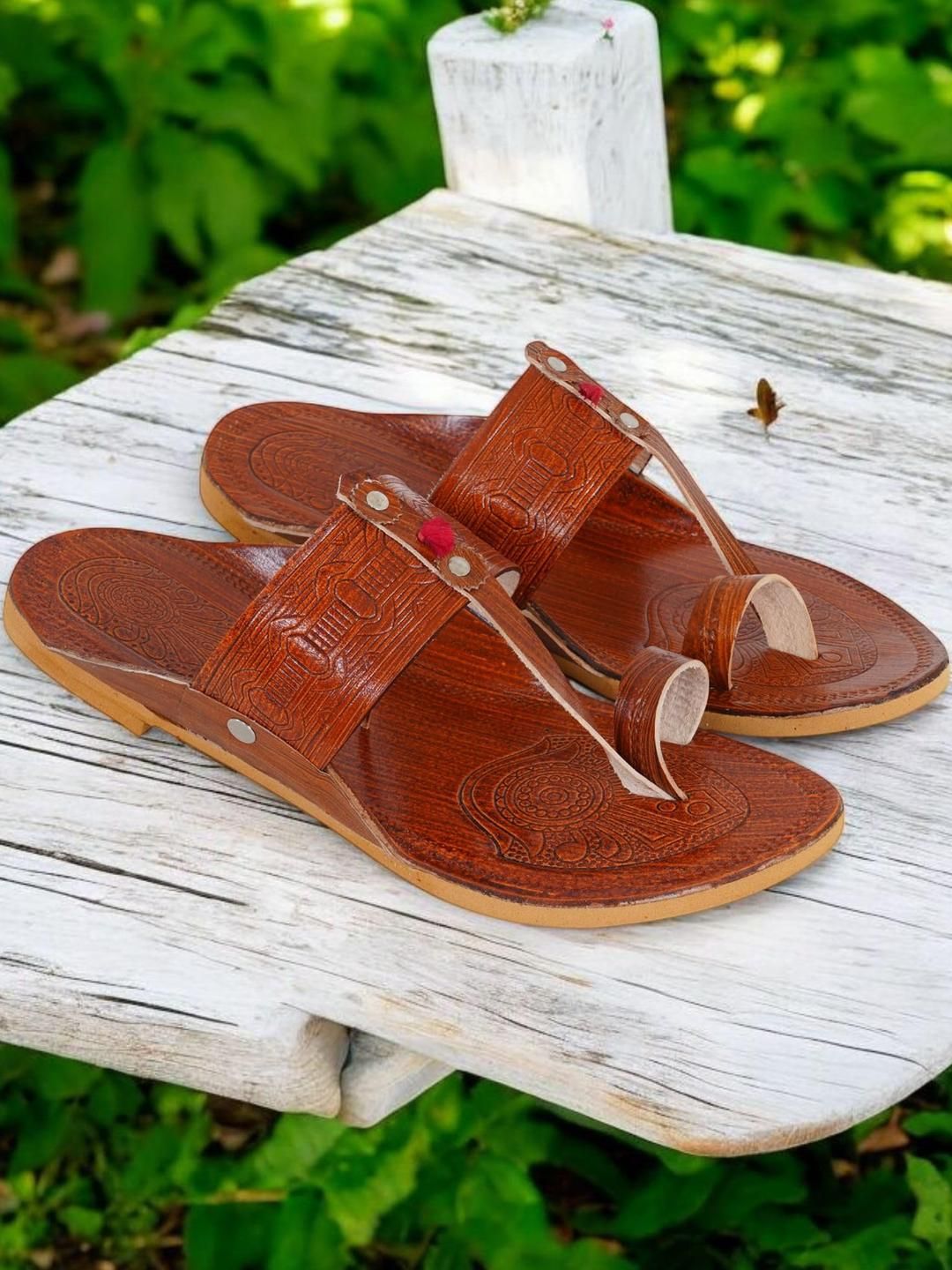 DFR Men Brown Synthetic Leather Comfort Sandals-image-32