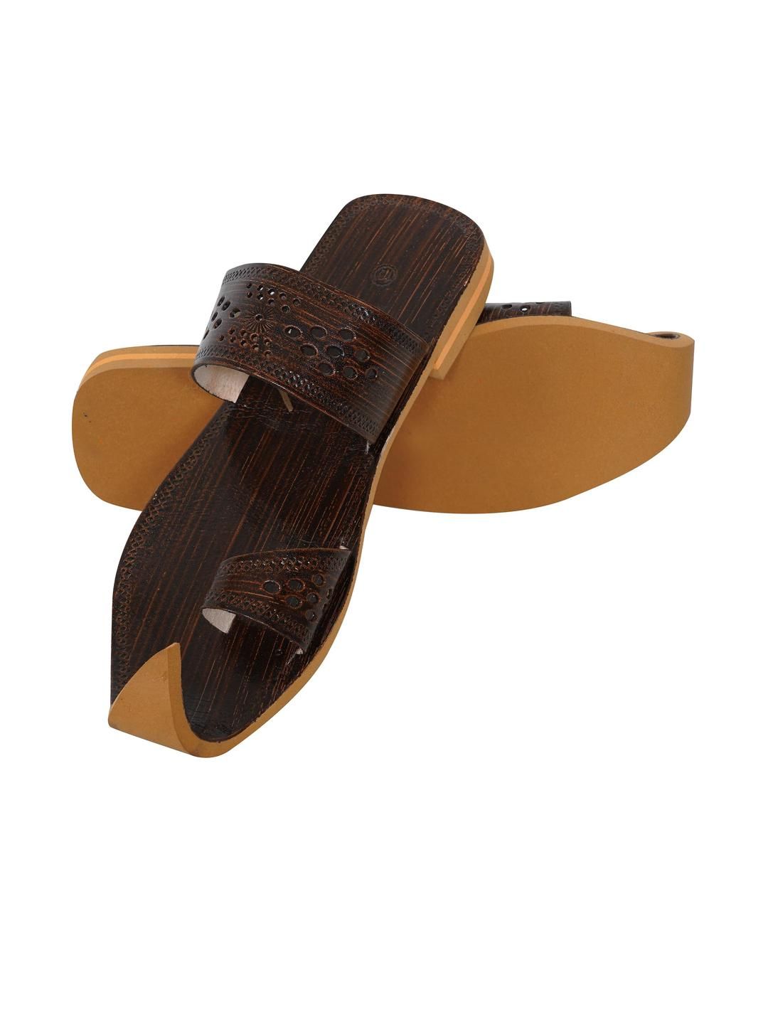 DFR Men Brown Synthetic Leather Comfort Sandals-image-38