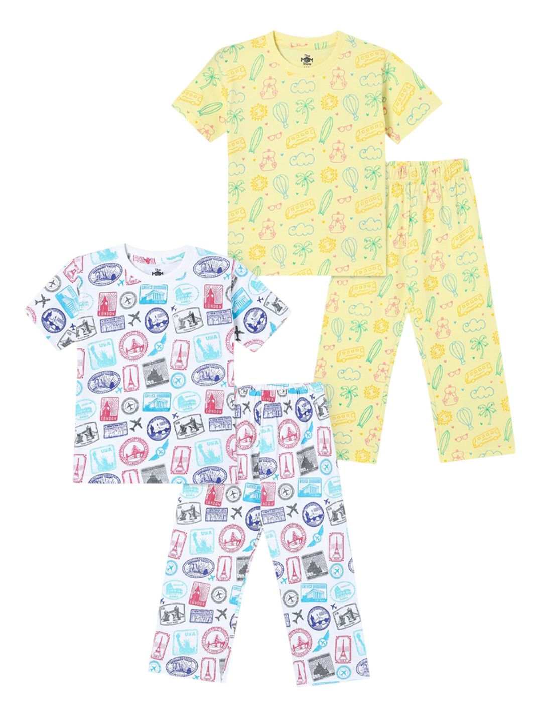 The Mom Store Kids Pack Of 2 Pure Cotton Printed Night suit-picture-42