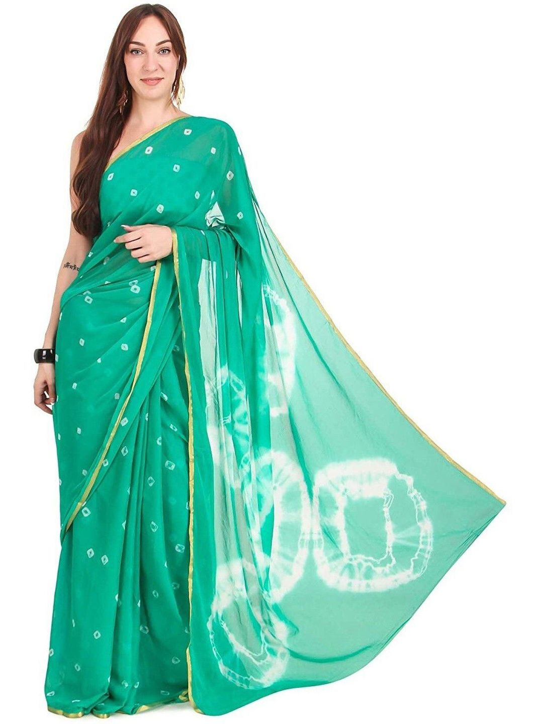 DURGA EMPORIO Bandhani Zari Pure Chiffon Saree-picture-25