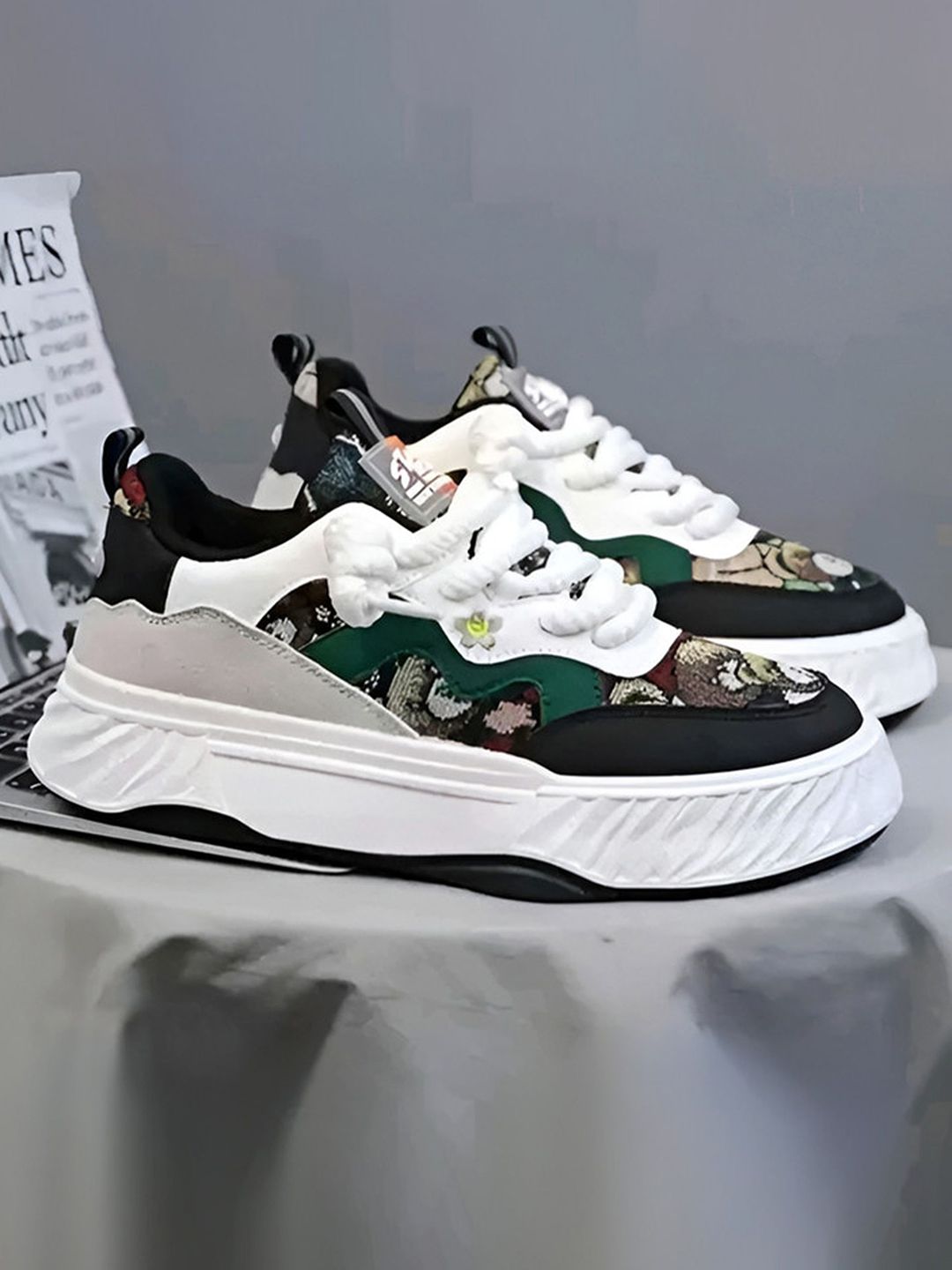 Layasa Men Printed Round Toe Lace-Ups Sneakers-picture-38