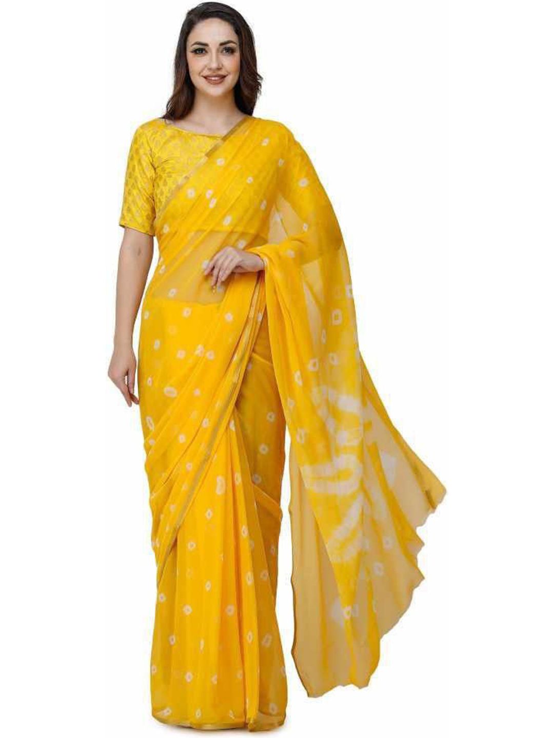 DURGA EMPORIO Dyed Bandhani Chiffon Saree With Blouse-picture-10