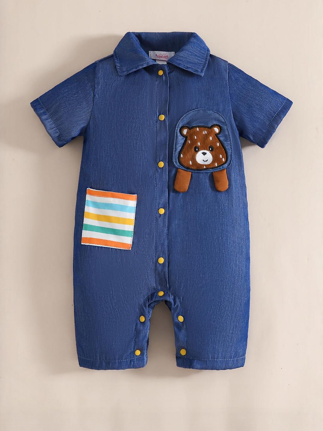 Hopscotch Denim Bear Buddy Cotton Romper-picture-36