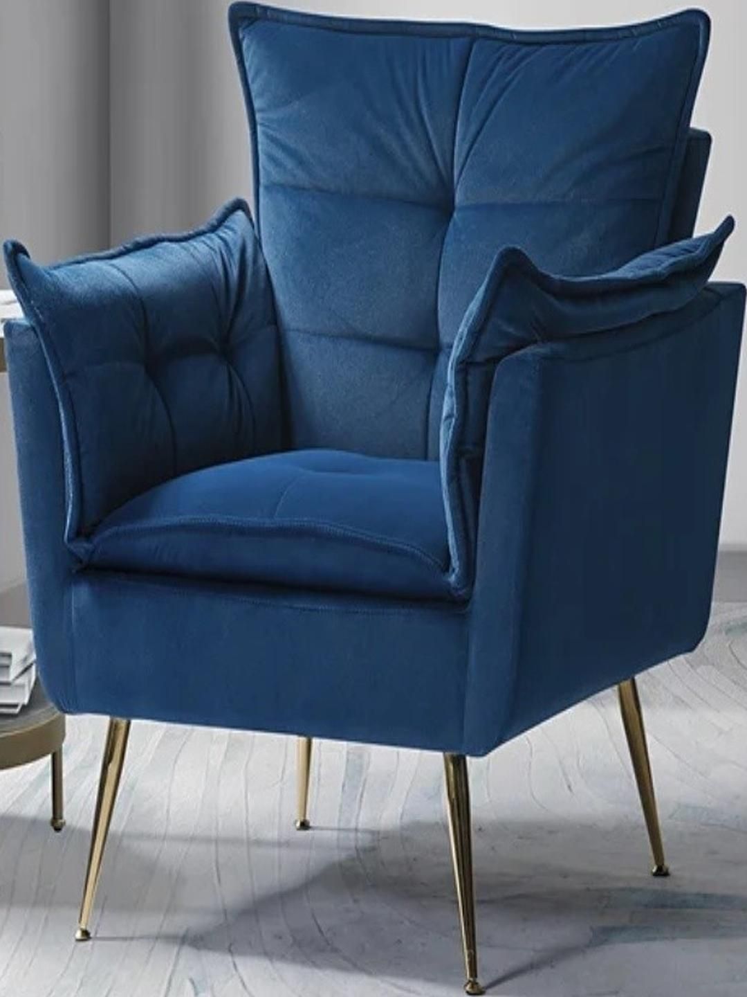 DOE BUCK Blue Wood Cushion Lounge Chair