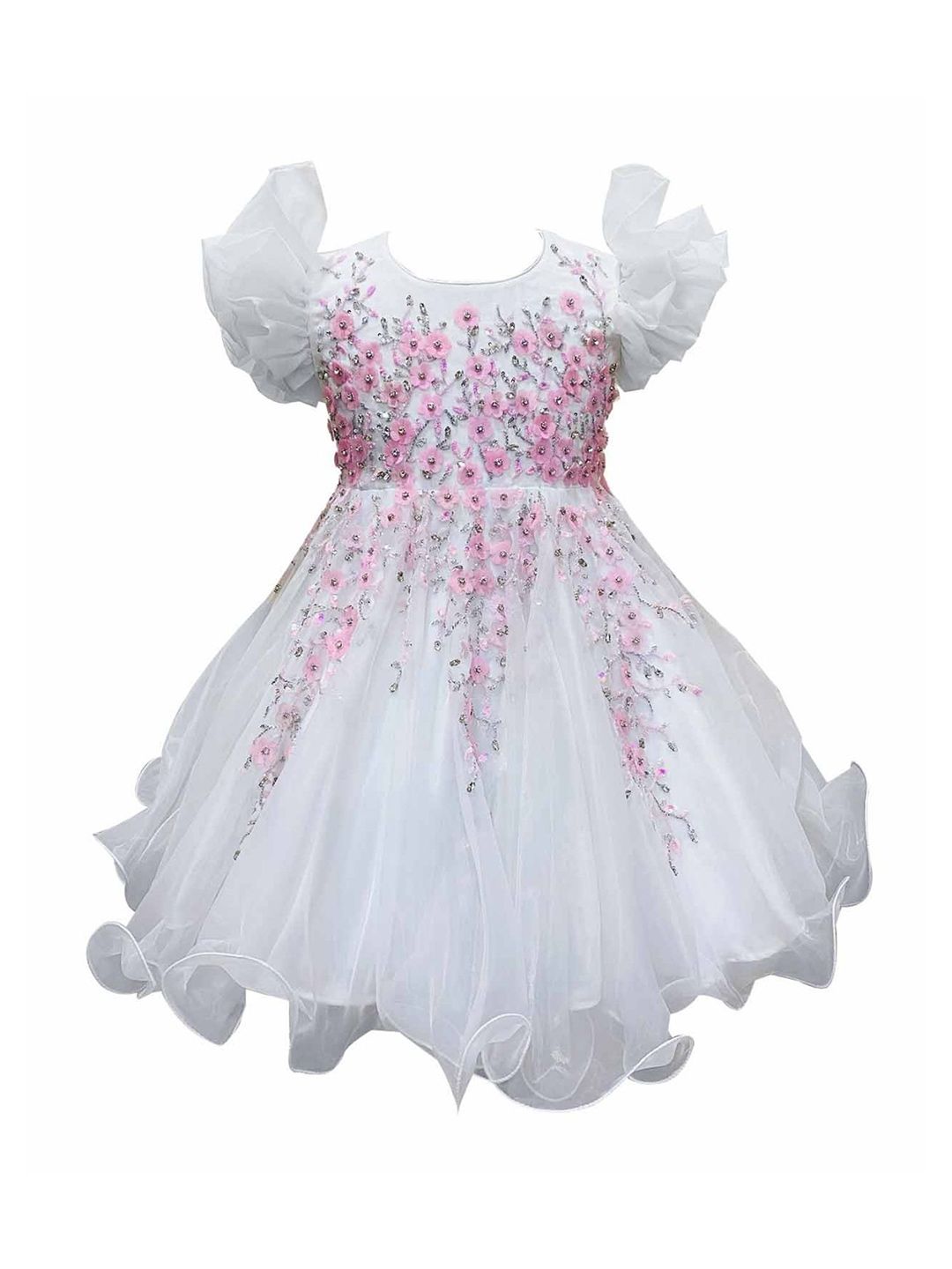 Alyaansh Couture Girls Embellished Chiffon Fit & Flare Dress-image-11