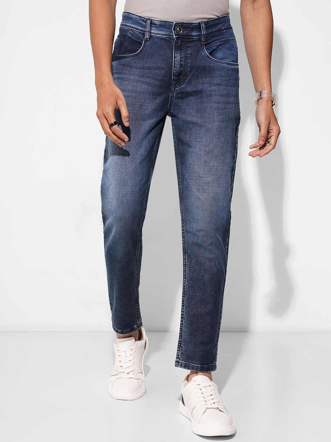 SF JEANS by Pantaloons Men Slim Fit Mid-Rise Low Distress Light Fade Jeans-picture-32