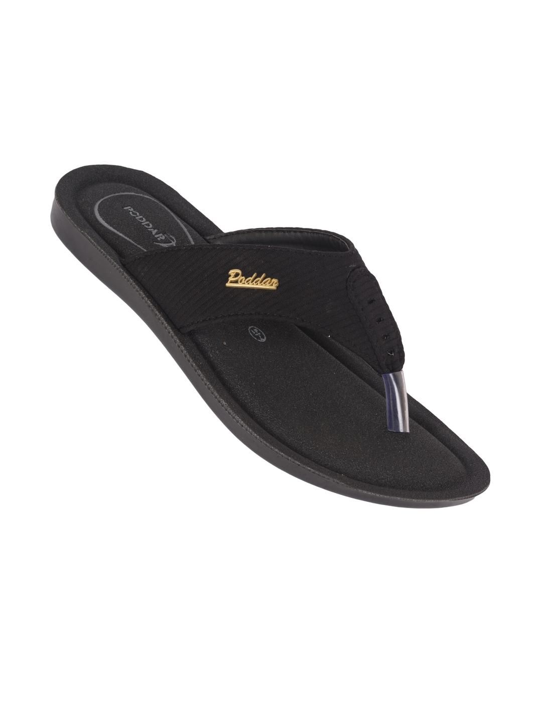 Poddar Men Black PU Flip Flops With Strap And Comfort Sole-picture-33