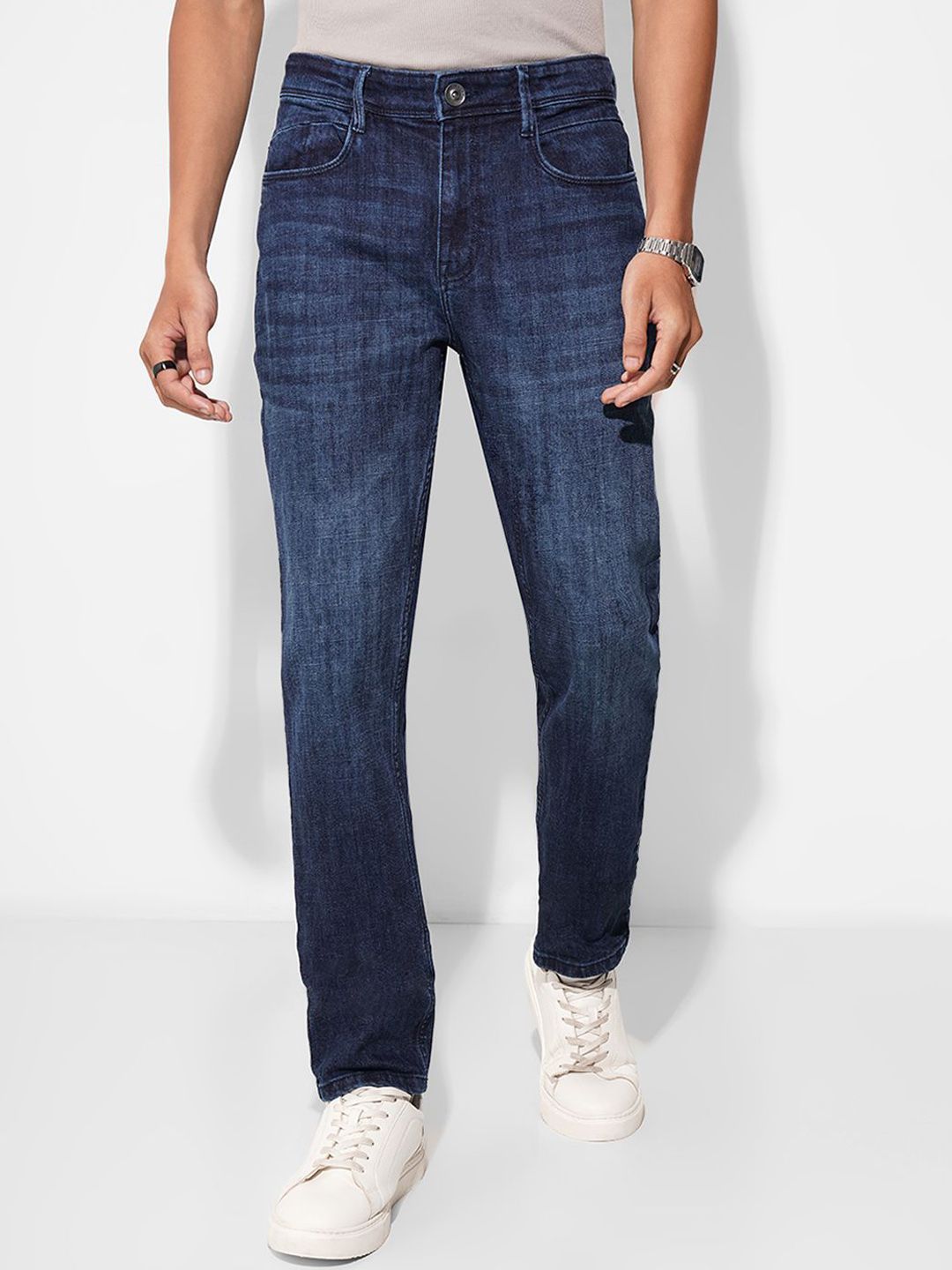 SF JEANS by Pantaloons Men Slim Fit Mid-Rise Low Distress Light Fade Jeans-picture-35