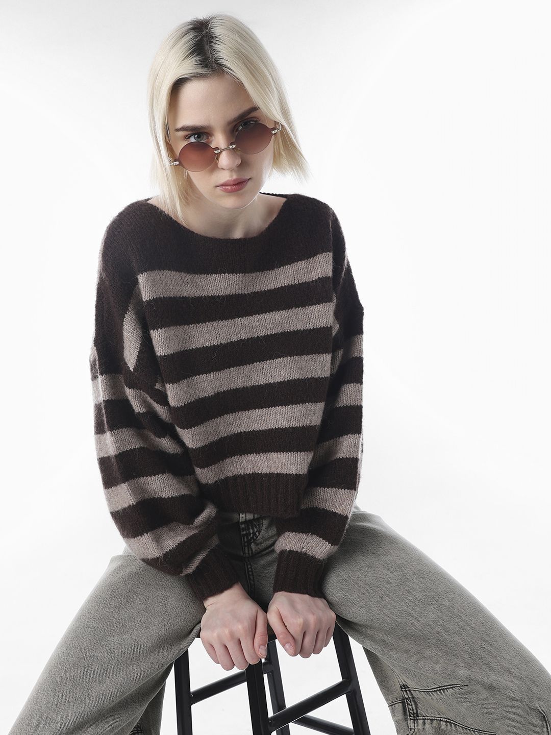 ONLY Striped Pullover With Fuzzy Detail Sweater-picture-11