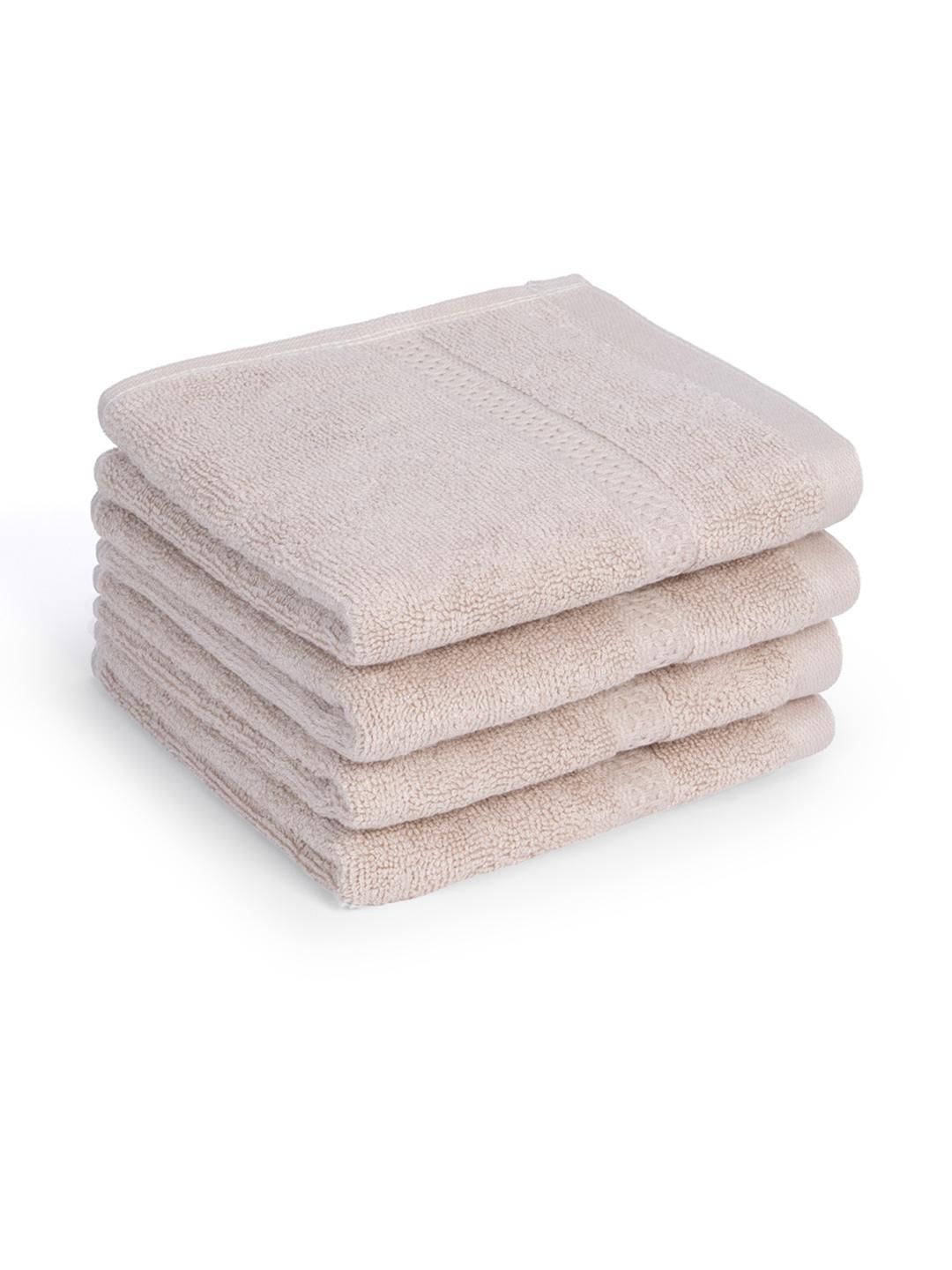 Feather & Spun Pack of 4 Almond Cream Lavender Antimicrobial Bamboo Cotton Face Towel-image-49