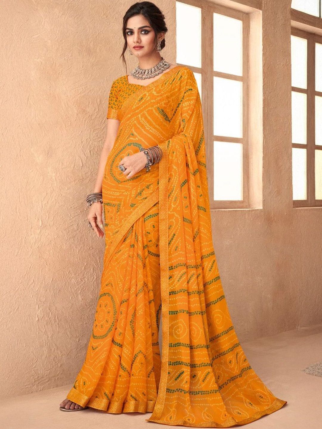 DURGA EMPORIO Bandhani Printed Pure Chiffon Bandhani Saree-picture-27