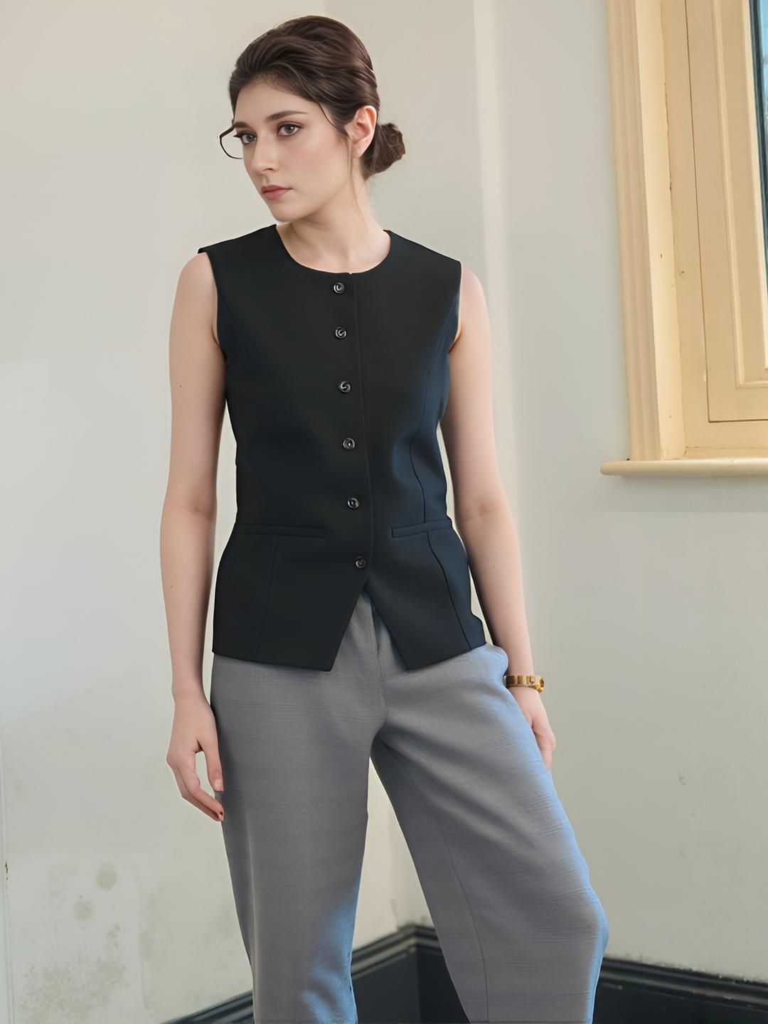 Moda Rapido Women Solid Formal Waistcoat-picture-22