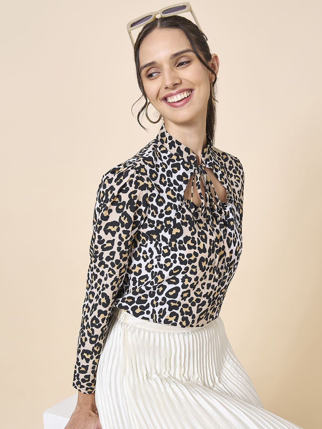 Style Quotient Women Animal Printed Mandarin Collar Top-picture-16