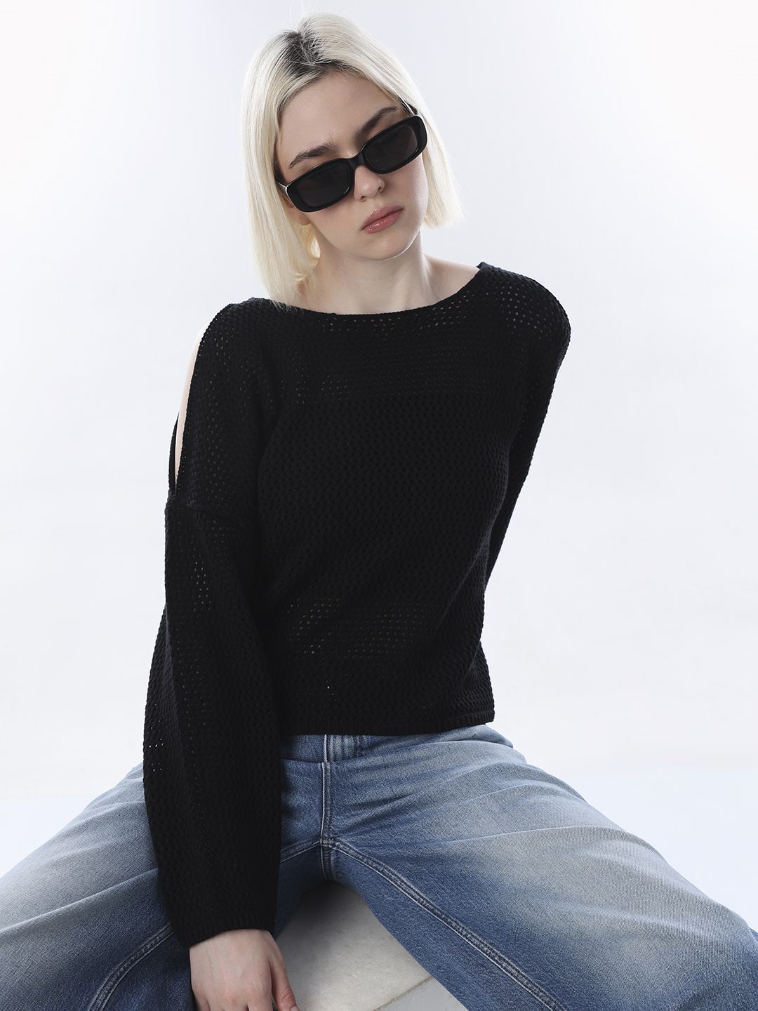 ONLY Women Self Design Boat Neck Long Sleeve Cotton Pullover-picture-13