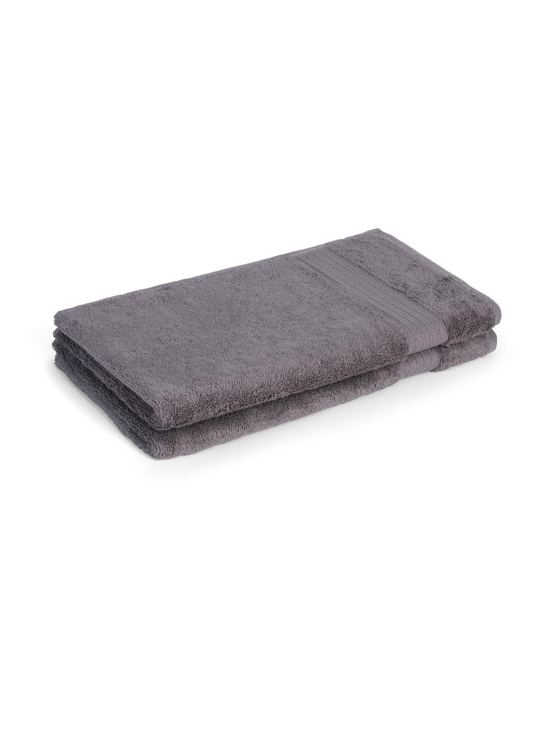 Feather & Spun Pack of 2 Charcoal Stone Lavender Antimicrobial Organic Cotton Hand Towel-image-43