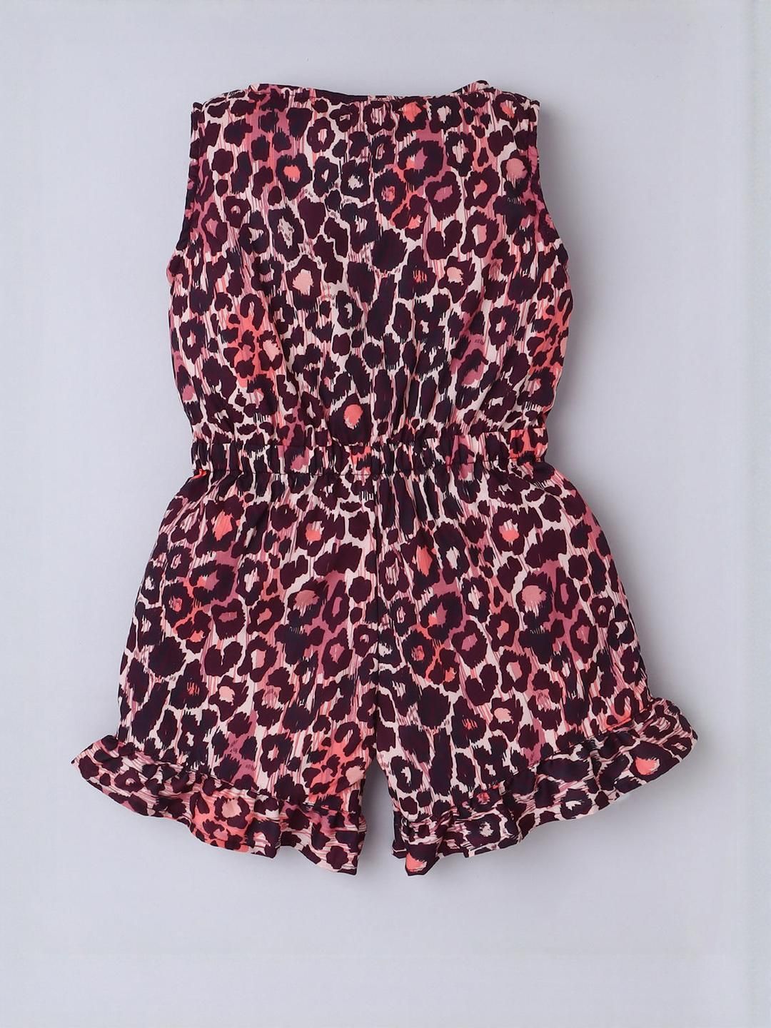 Hopscotch Kids Girls Maroon Printed Jumpsuit-image-1