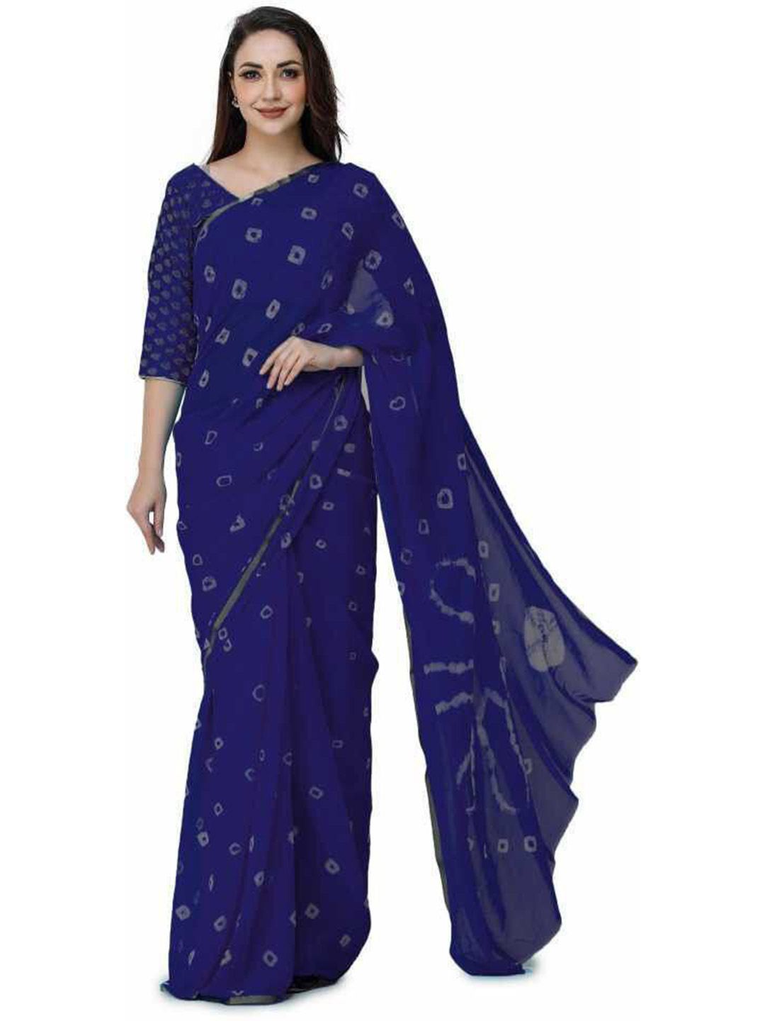 DURGA EMPORIO Zari Pure Chiffon Bandhani Printed Saree With Blouse-picture-19