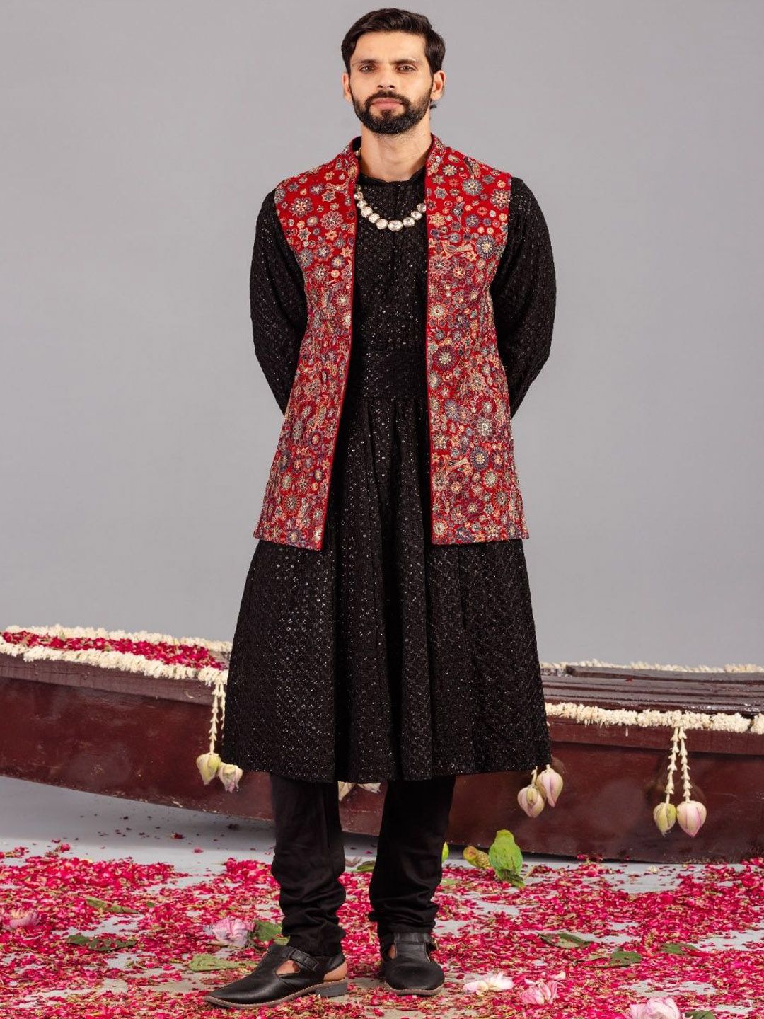 KALPRAAG Ethnic Motifs Regular Sequinned Kurta with Trousers-picture-53
