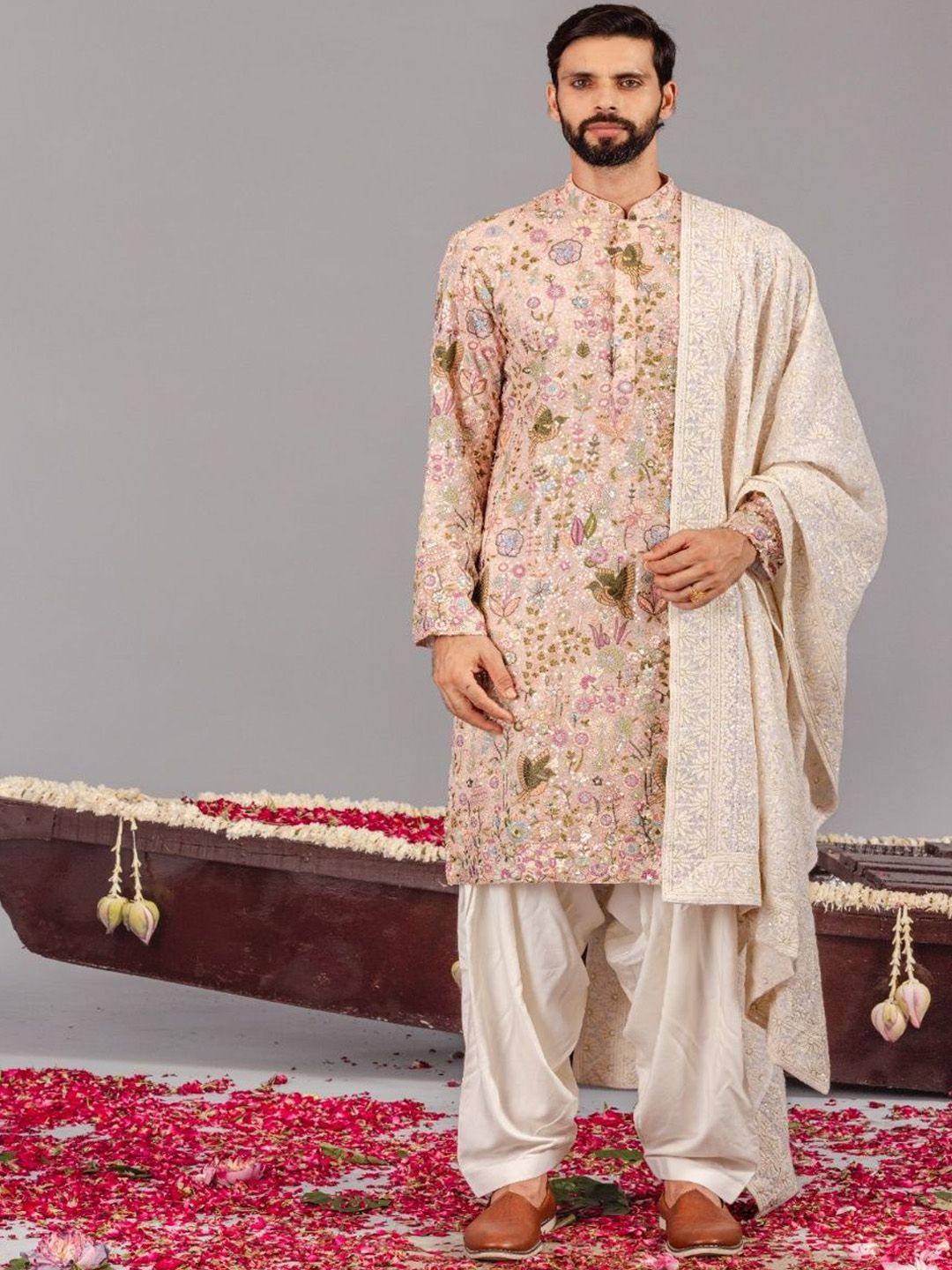 KALPRAAG Men Ethnic Motifs Printed Kurta with Patiala & Dupatta-image-16