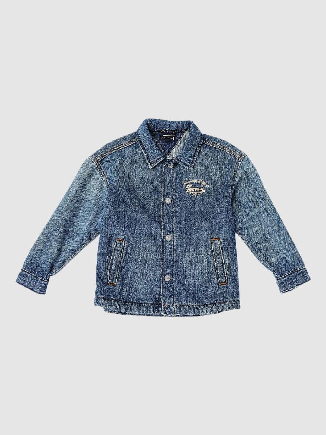 Tommy Hilfiger Boys Spread Collar Solid Denim Jacket-image-38
