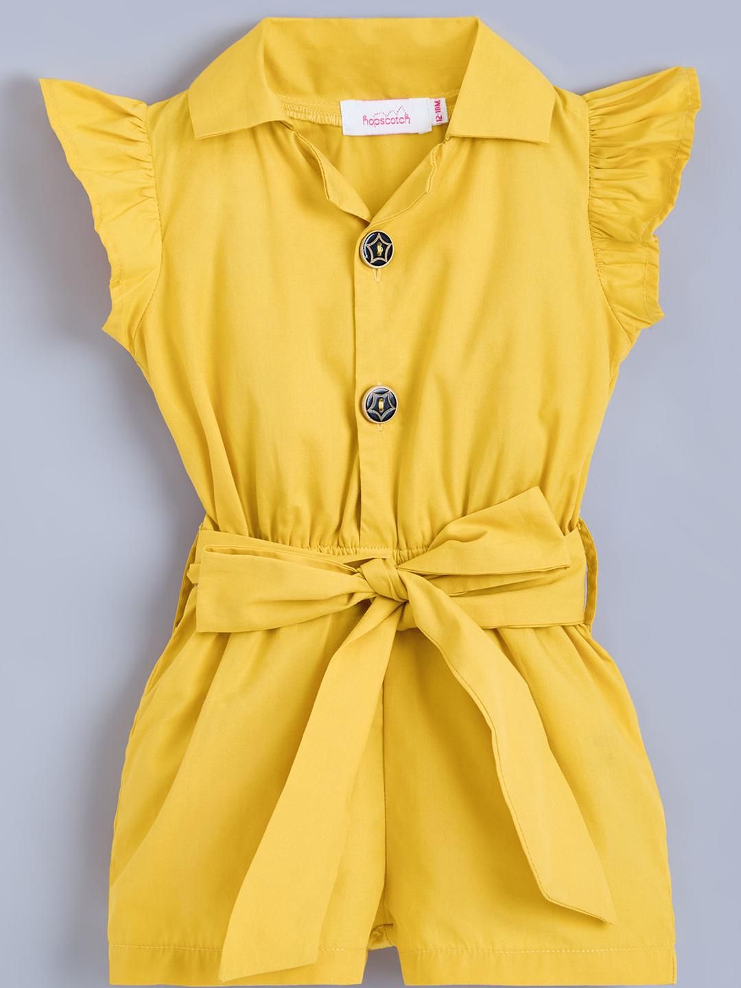 Hopscotch Girls Cotton Yellow Jumpsuit-picture-42