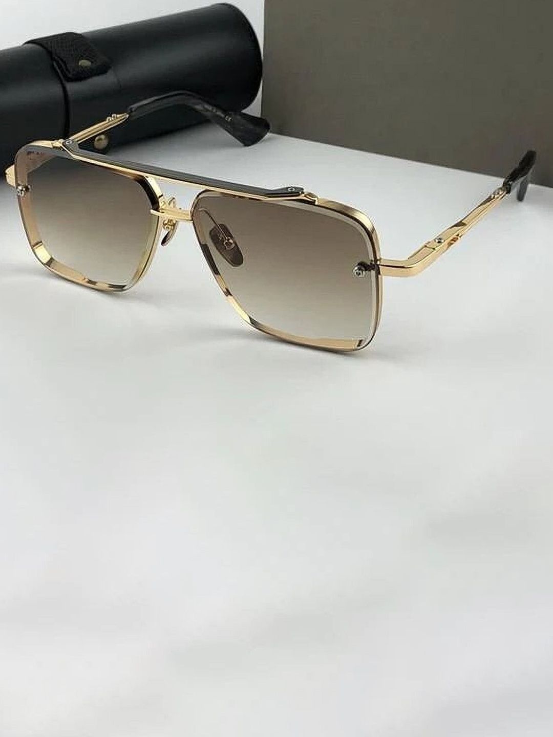 SPADEACES Men Square UV Protected Lens Sunglasses GOLD BROWN ROCK SQUARE_g-picture-26