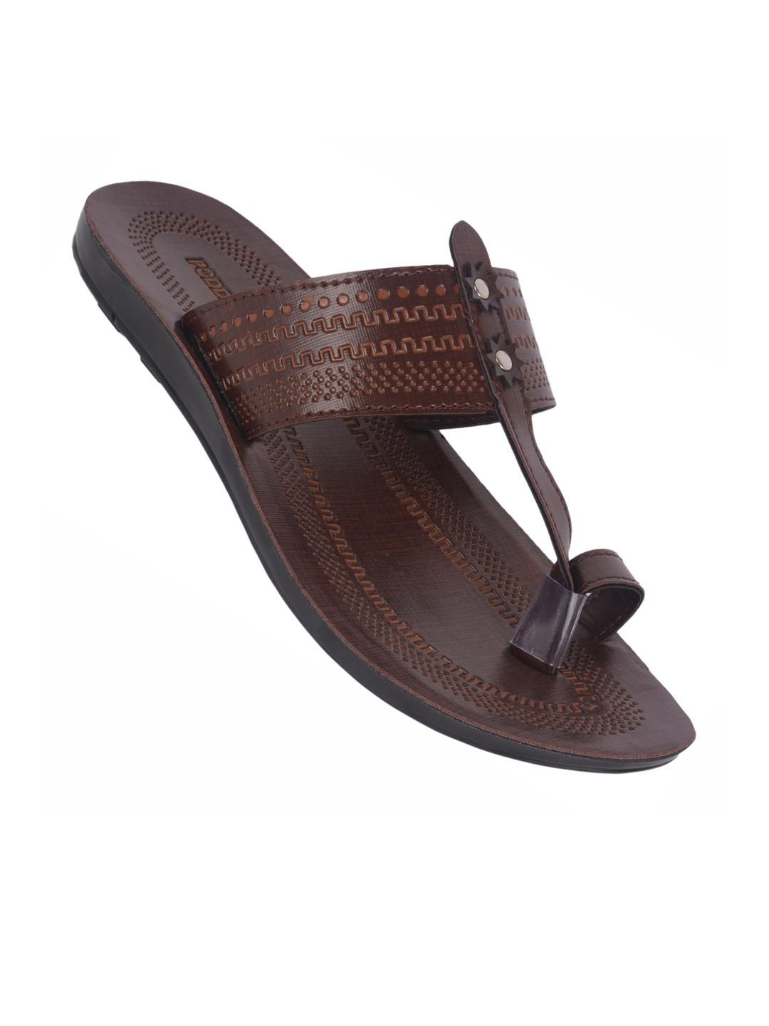 Poddar Men Brown Ethnic One Toe Flats-image-2