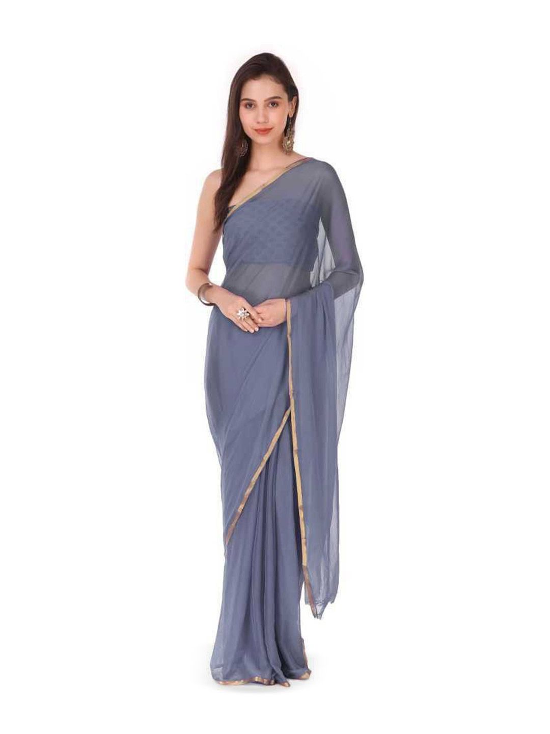 DURGA EMPORIO Zari Pure Chiffon Saree-picture-17