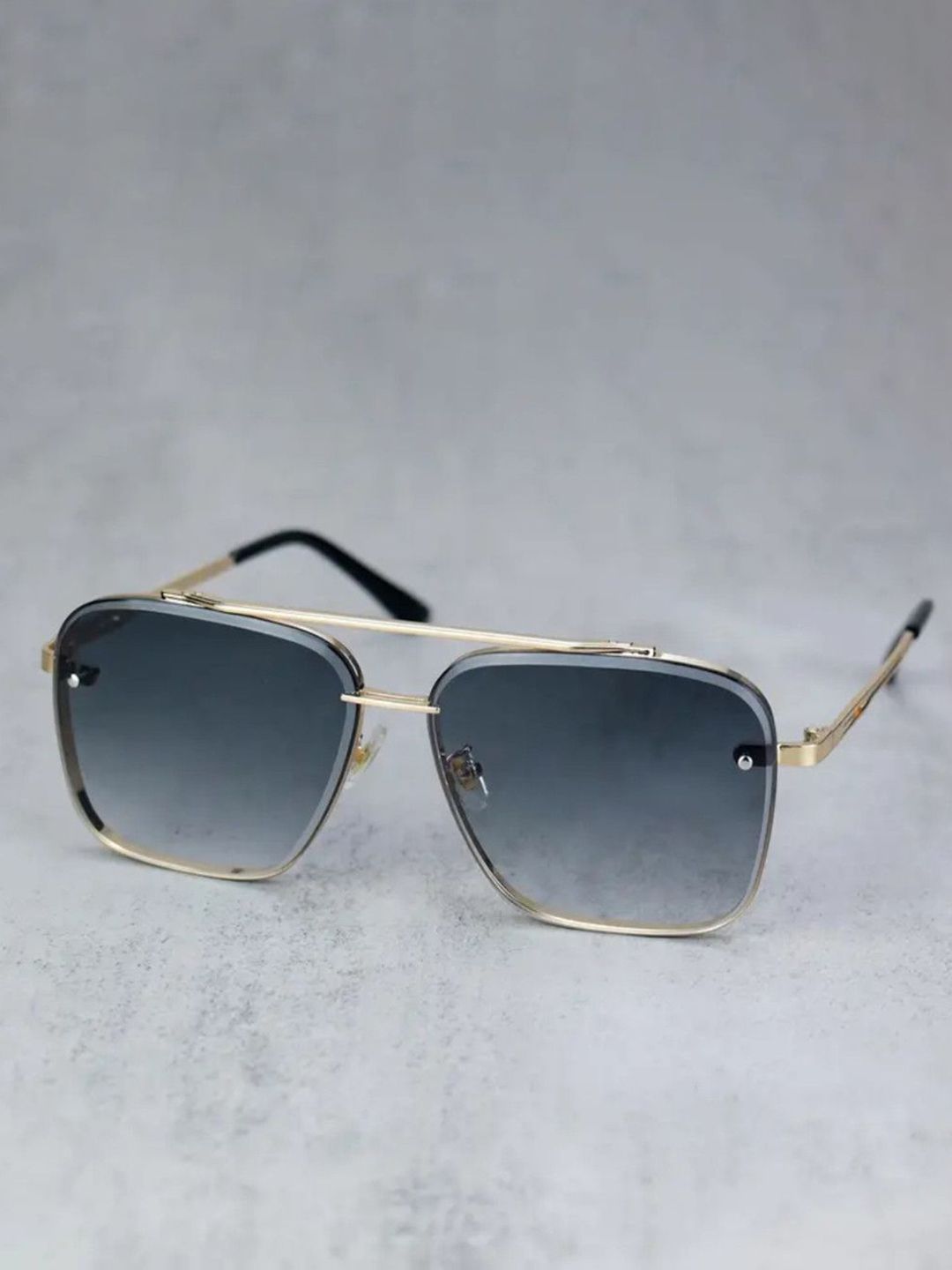 SPADEACES Men Grey Lens & Gold-Toned Square Sunglasses with-image-34