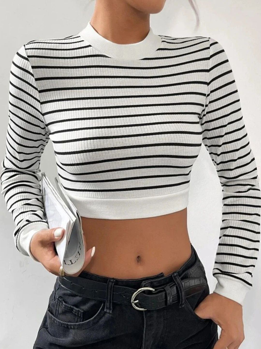 Western Darji Women Striped Cotton Fitted Crop Top-picture-27