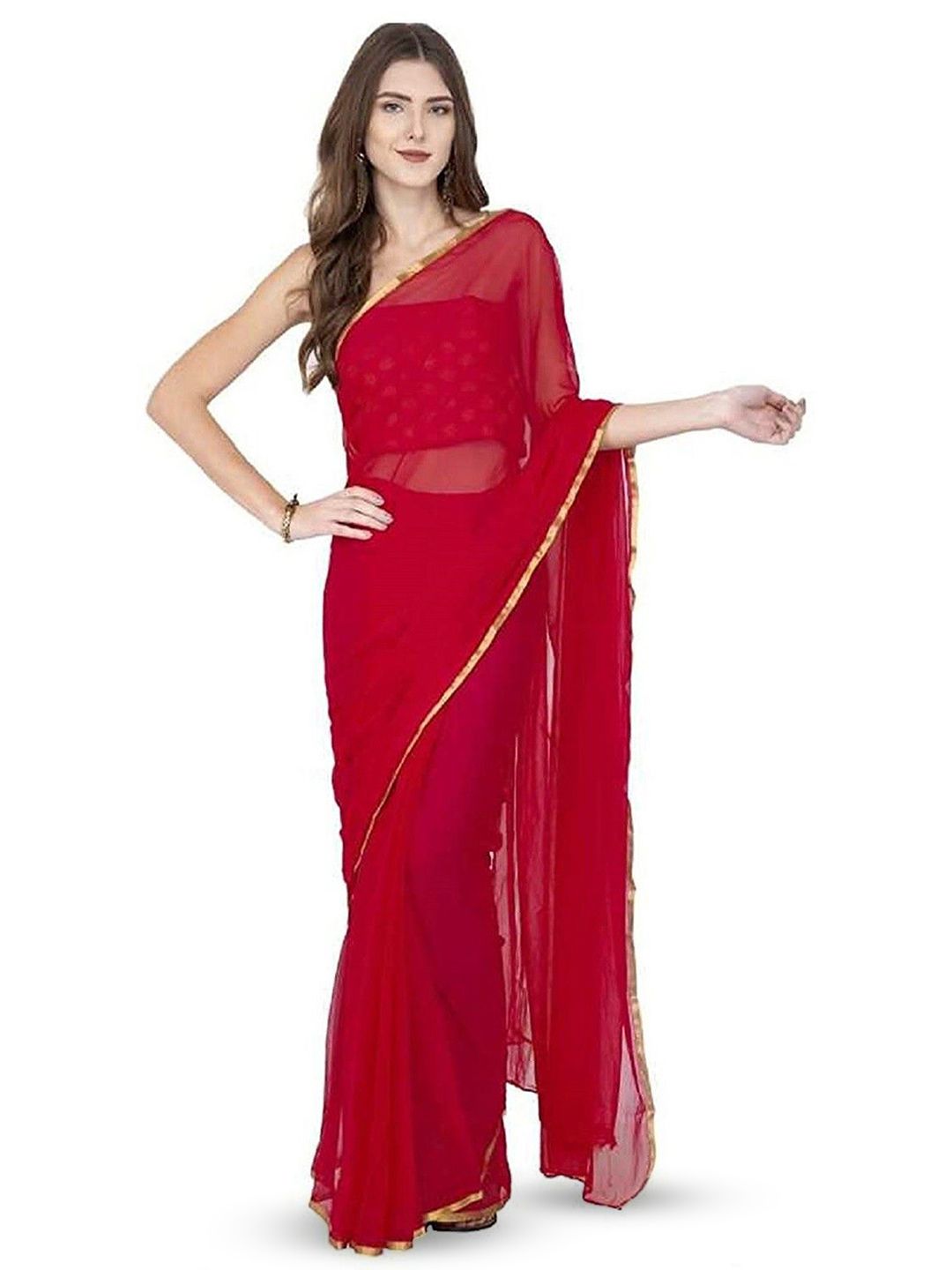 DURGA EMPORIO Zari Pure Chiffon Saree With Blouse Piece-picture-12