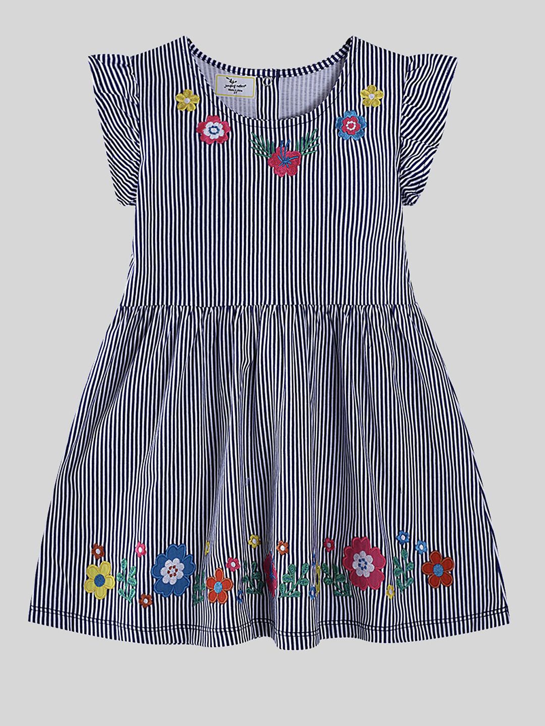 LULU & SKY Girls Striped Embroidered Fit & Flare Midi Dress-picture-34