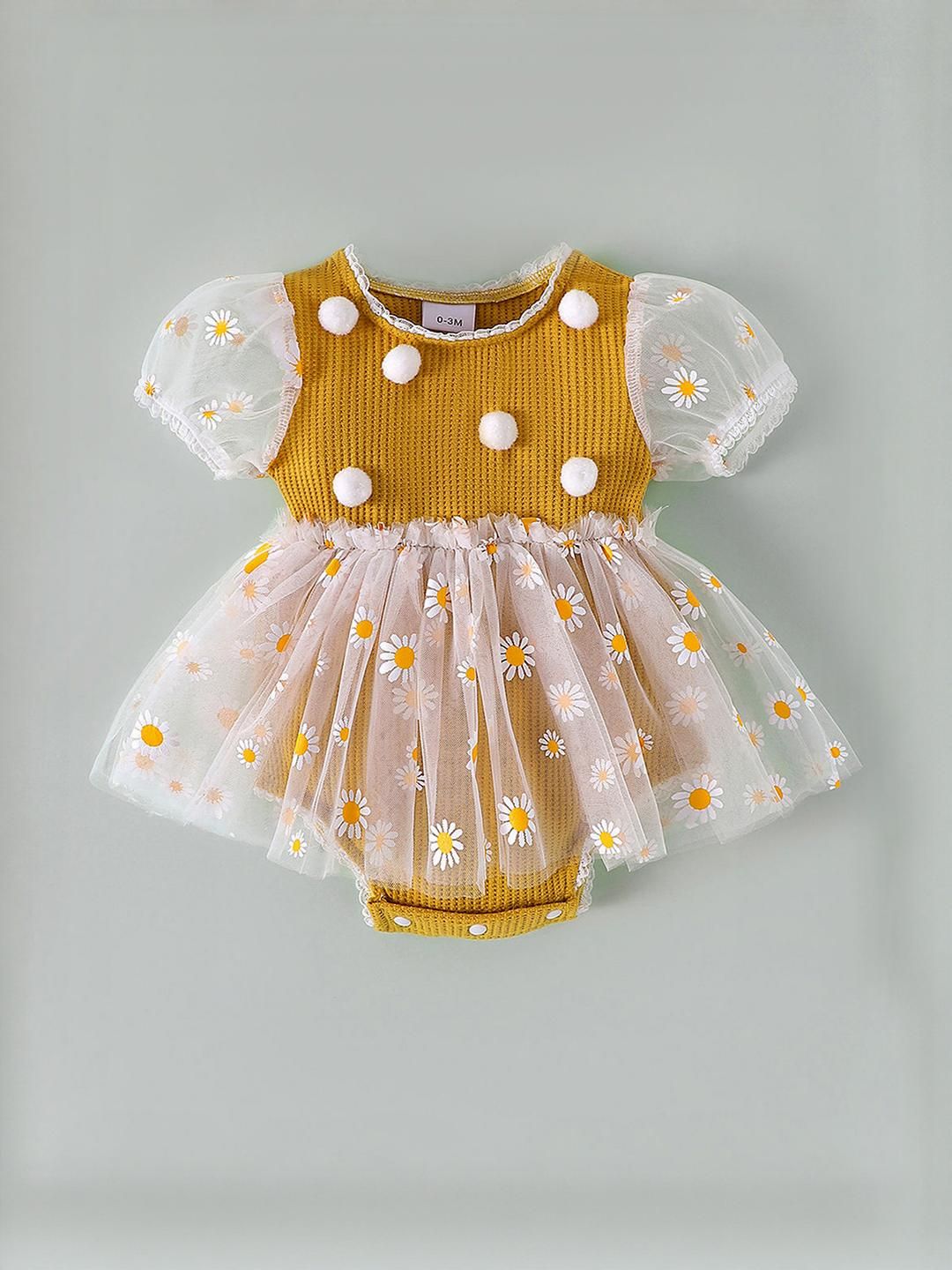 Hopscotch Girls Daisy Tulle & Pom-Pom Onesie-picture-32