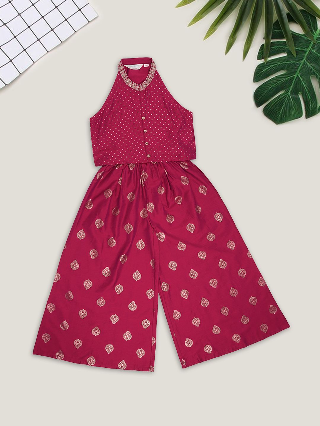 AKKRITI BY PANTALOONS Girls Printed Top With Palazzos Clothing Set-picture-34