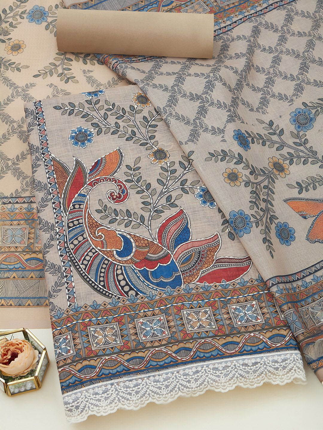 Soch Printed Linen Unstitched Dress Material-picture-34