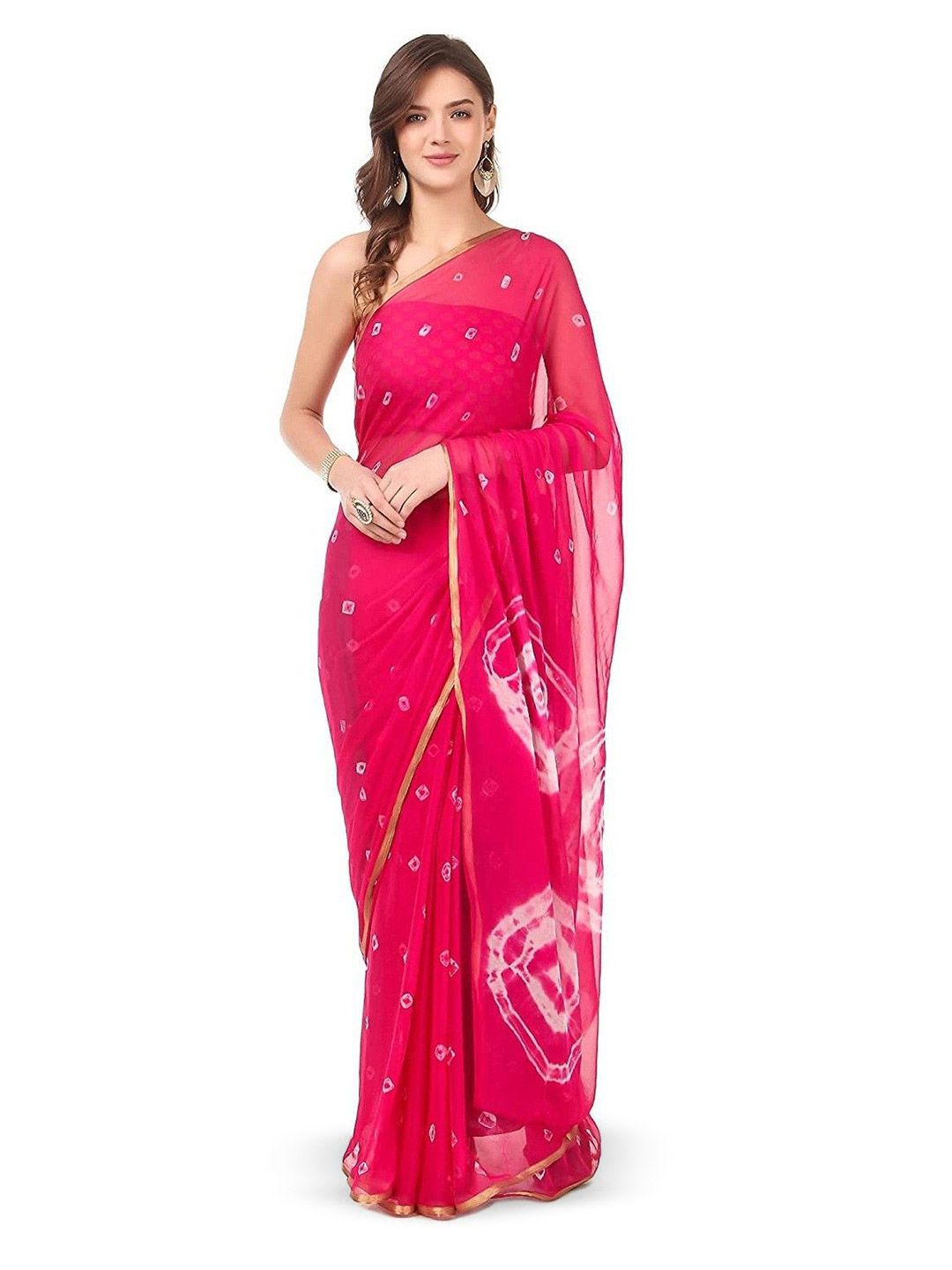 DURGA EMPORIO Bandhani Zari Pure Chiffon Saree-picture-27
